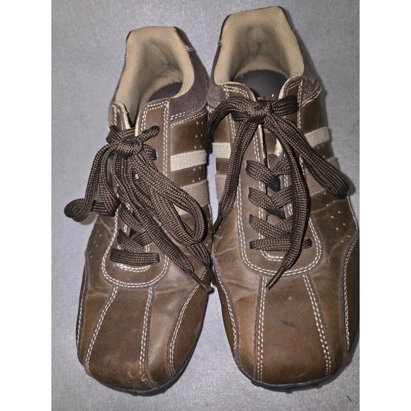 Perry Ellis America Perl Mens Brown Leather Casual Sneakers Size 10 - Picture 2 of 12